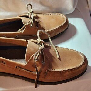 Sperry Top Sider deck shoes sz 13 W light brown leather VGUC